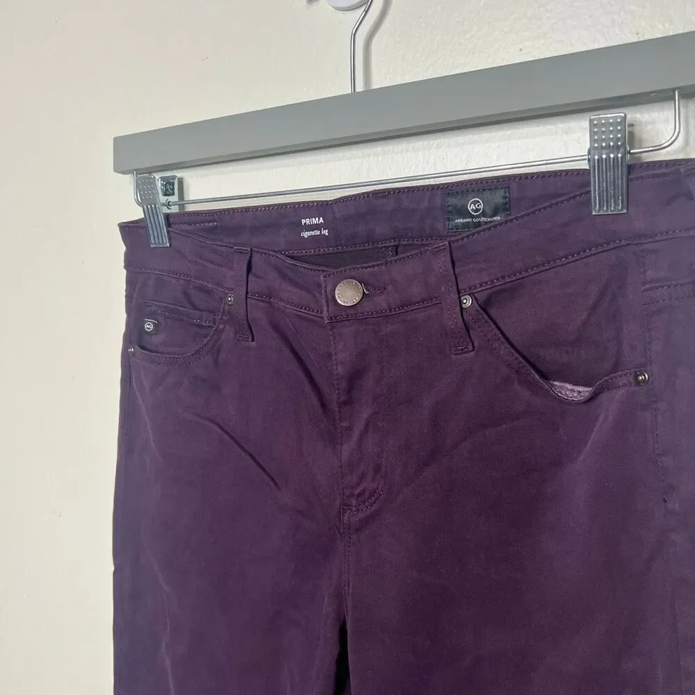 AG Prima Cigarette Jeans Purple Soft Sz 28R